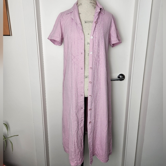 Pink Silk Button-Up Shirt Dress - Picture 2 of 12